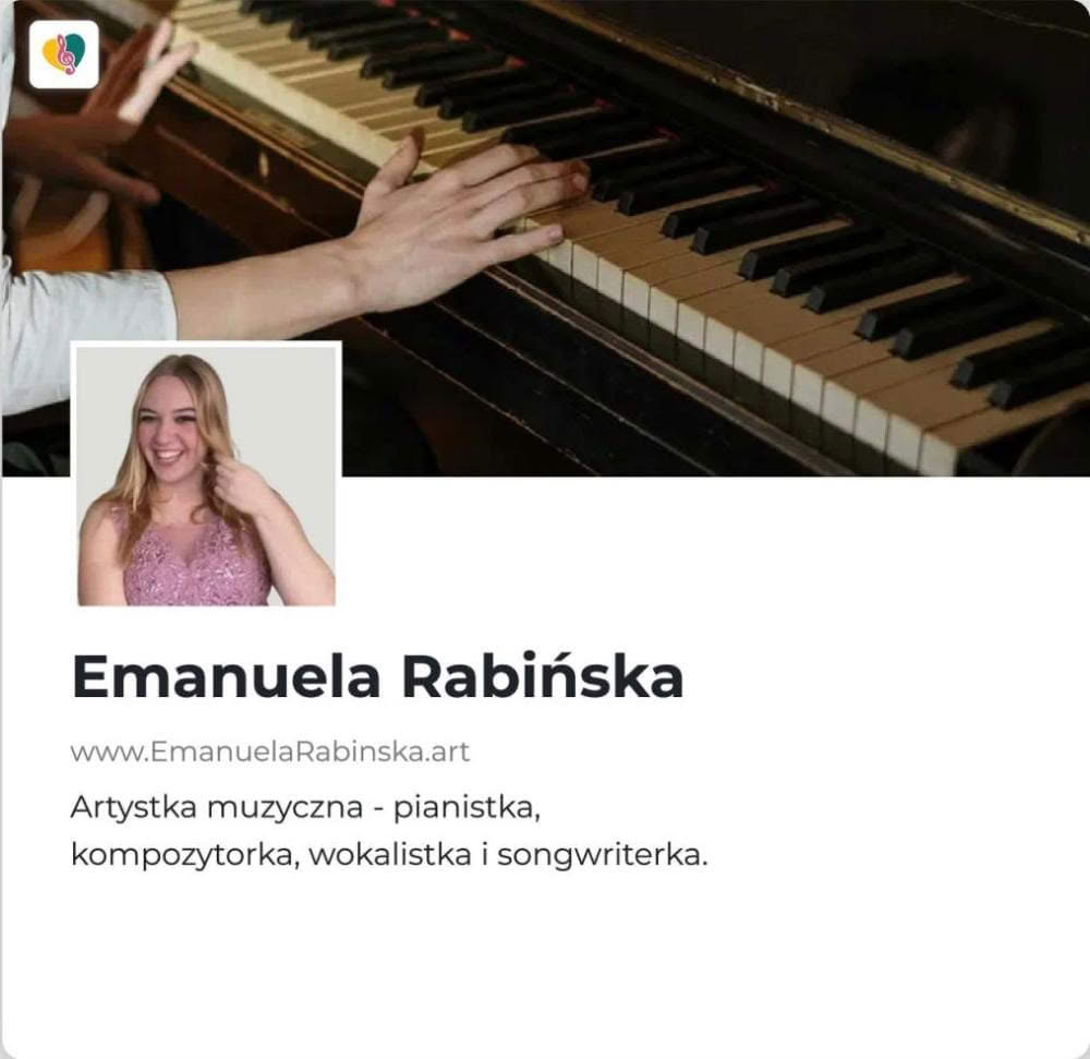 Emanuela Rabińska - Artystka Muzyczna - pianistka, kompozytorka, songwriterka, piosenkarka. Emanuela Rabińska - Artystka Muzyczna - pianistka, kompozytorka, songwriterka, piosenkarka.